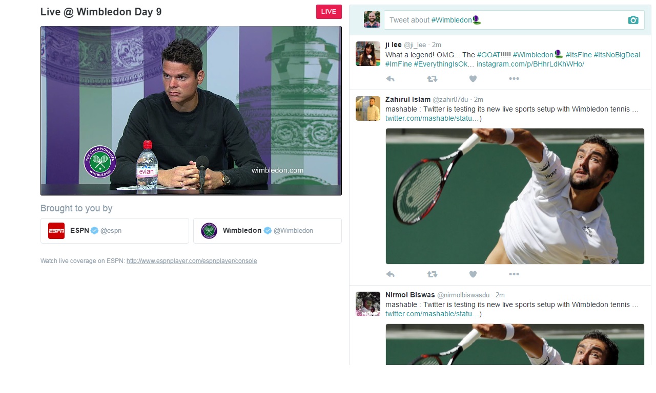 Twitter's Wimbledon live stream
